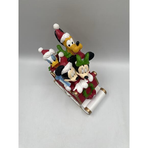 NEW Disney Mickey & Minnie Donald Pluto Christmas Sleigh Figure NEW - Picture 3 of 9